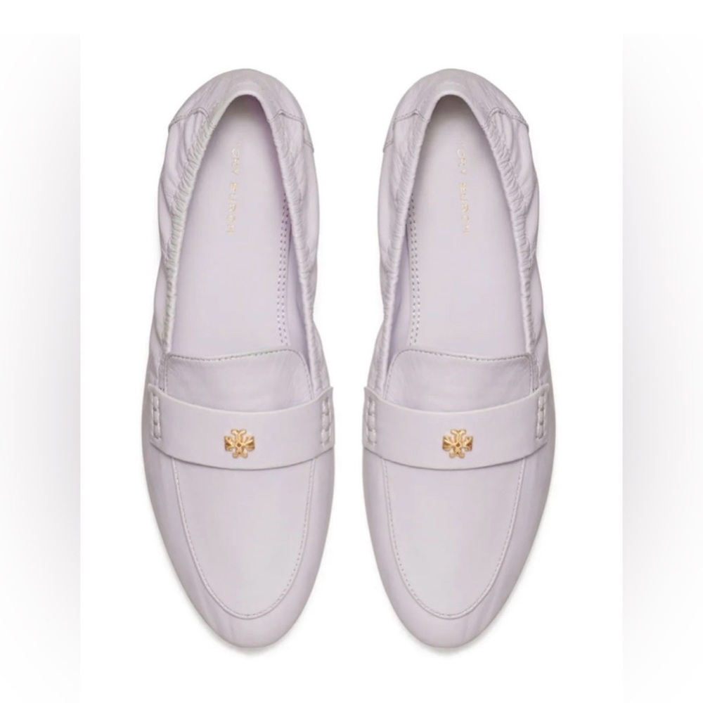 Tory Burch White Loafers with Gold Logo